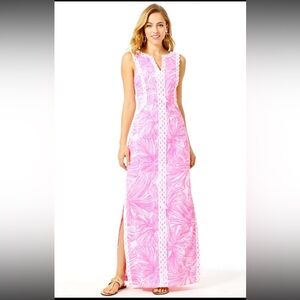 Lilly Pulitzer Pink and White Lace Trim Maxi Dress
See photos please